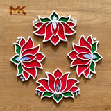 Handmade Shukla border reusable rangoli mat set of 8 - Diwali decor