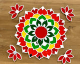 Laxmi puja rangoli mat at Pooja room entrance decoration