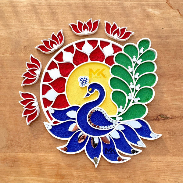 DIWALI FESTIVAL, DIWALI DECORATION, RANGOLI, RANGOLI ART, PEACOCK,