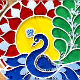 Light weight foldable peacock rangoli mat - handmade by women artisans