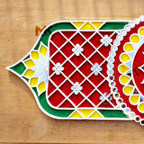 Subh laabh rangoli mat - washable with mirror work