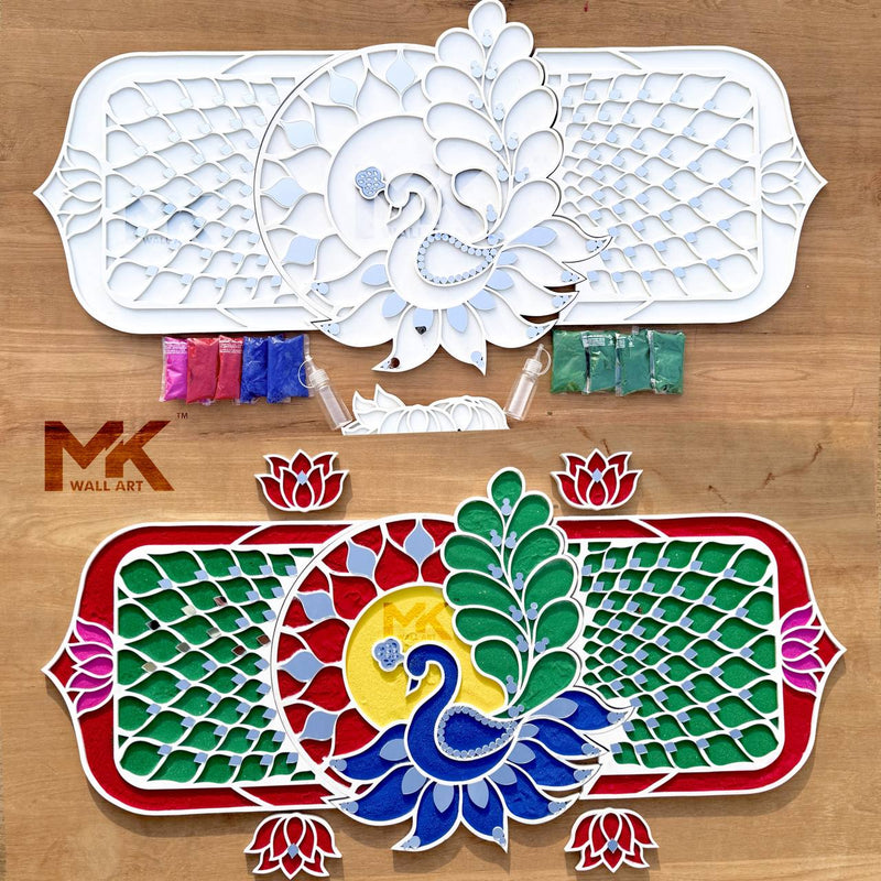 rangoli art, rangoli design, handmade rangoli, rangoli patterns, traditional rangoli, rangoli for Diwali, festival rangoli, peacock rangoli, diwali, diwali decoration ideas, diwali gifts, diwali gifts, diwali sale offers,lights decoration.
“Handmade colorful rangoli design for Diwali festival decoration with mirror art”