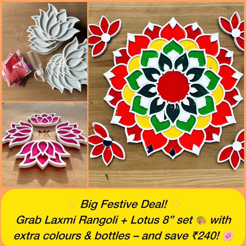 LAXMI PUJA RANGOLI ART(free all colours with 2 bottles)