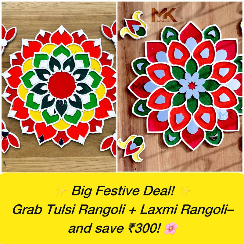 LAXMI PUJA RANGOLI ART(free all colours with 2 bottles)
