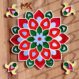 Tulsi Vivah rangoli mat with traditional design - handmade by women artisans